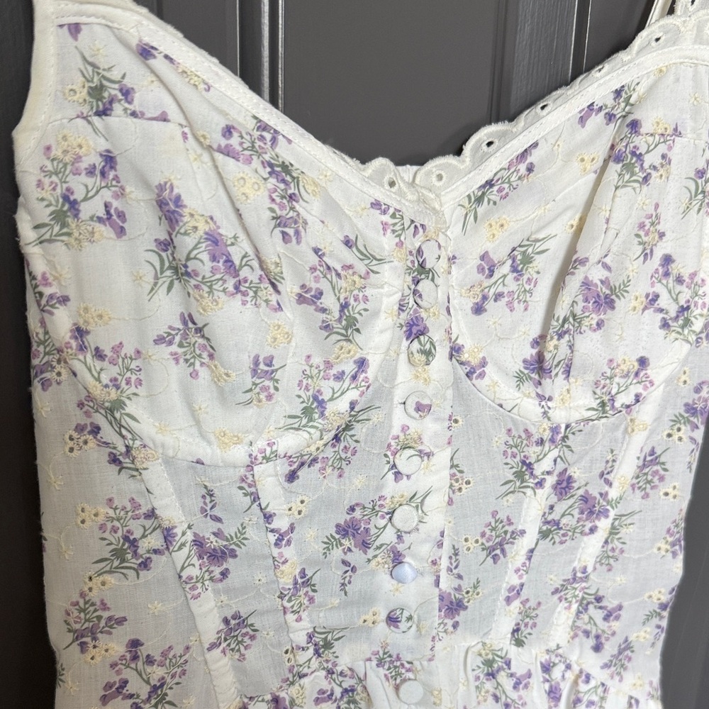 Astr Floral Midi Dress - White and Purple